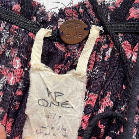 FP One Floral Slip mini dress Pinafore open back flawy Sz. S Button front - Picture 11 of 17